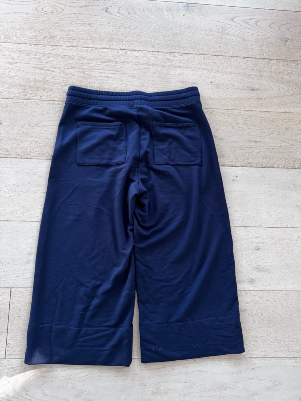 Quince Super Soft Fleece cropped wide leg pants navy Size L - Picture 8 of 10